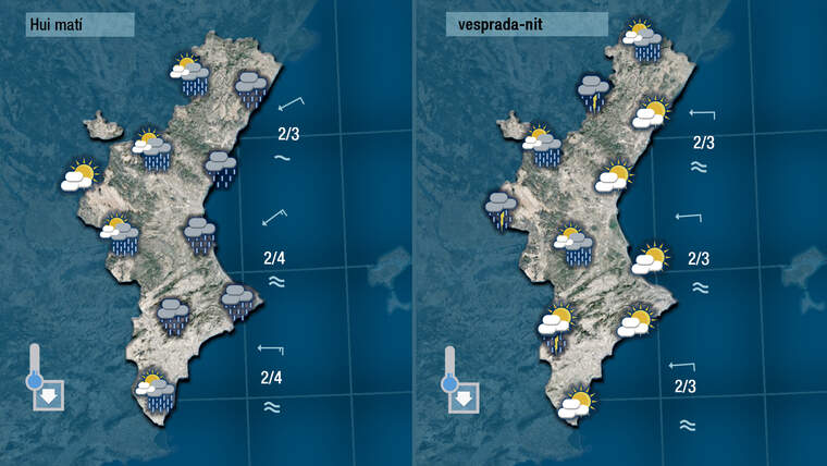 Mapes de hui dilluns, pluja de matÃ­ i nÃºvol per a la vesprada | Jordi PayÃ 
