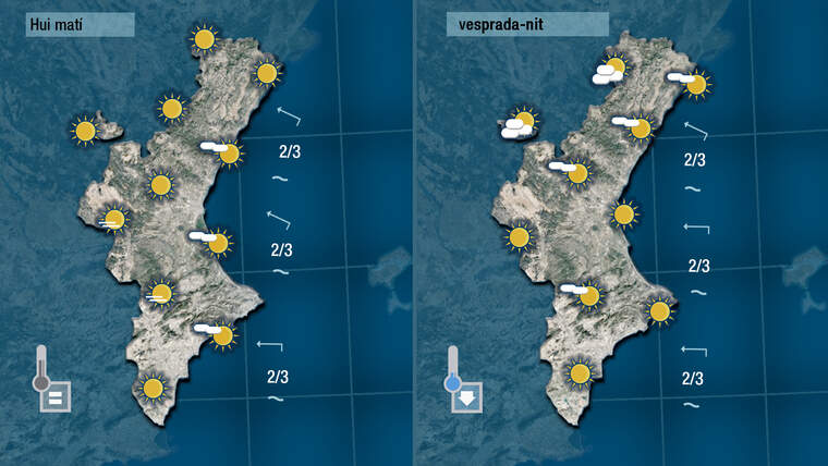 Mapes de hui dilluns, de matÃ­ amb un poc de nÃºvol i de vesprada sol | Jordi PayÃ 