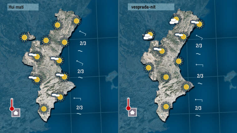 Mapes de hui divendres de matÃ­, un poc de nÃºvol de matÃ­ i de vesprada sol| Jordi PayÃ 