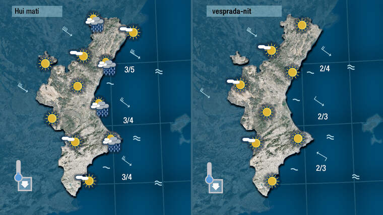 Mapes del dilluns de matÃ­ amb pluja i vesprada nÃºvol | Jordi PayÃ 