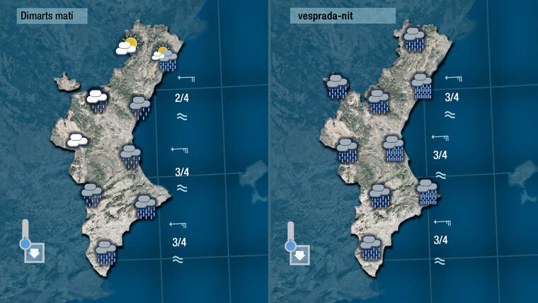 Mapes de dimarts marcant pluja | Jordi PayÃ 