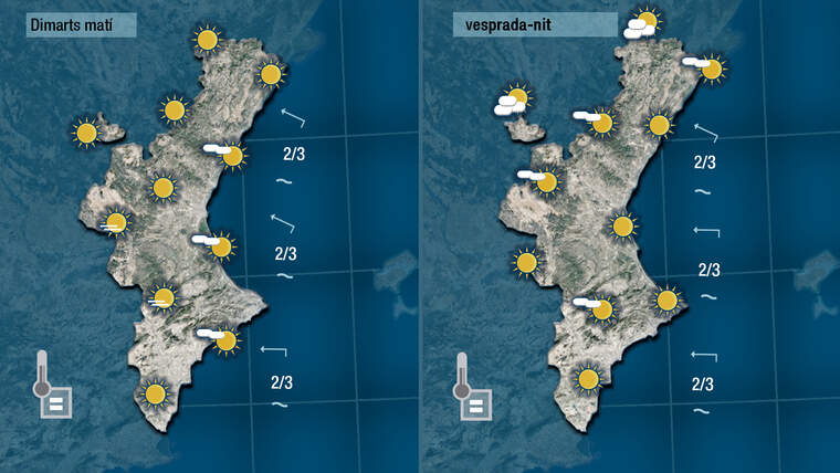 Mapes oratge dimarts, de matÃ­ amb un poc de nÃºvol i de vesprada sol | Jordi PayÃ 