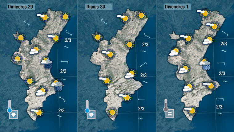 Mapes dimecres amb pluja, dijous amb nÃºvols i divendres amb pluja |Jordi PayÃ 