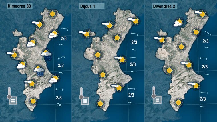 Mapes oratge dimecres marca pluja, dijous i divendres nÃºvol| Jordi PayÃ 