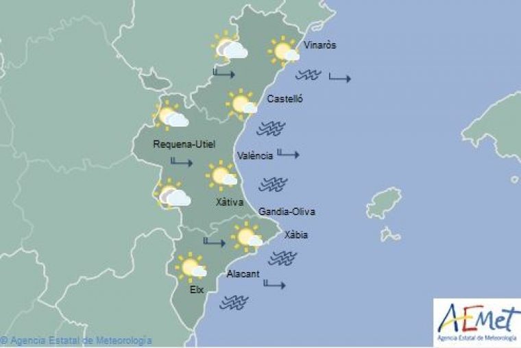 Mapa de símbols per a hui dilluns 8 d'abril