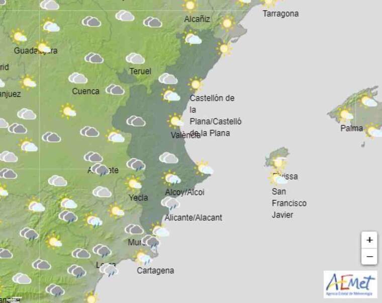 Mapa del temps a ValÃ¨ncia per aquest dimarts, 9 de marÃ§ del 2021