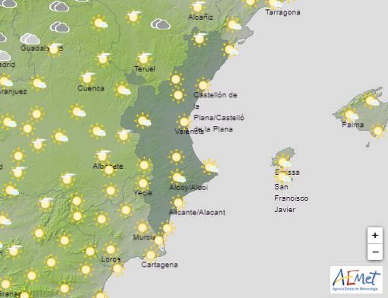 Mapa de l'Aemet per ValÃ¨ncia