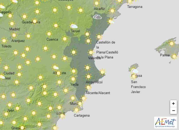 Mapa del temps a ValÃ¨ncia per aquest dilluns 29 de juny de 2020