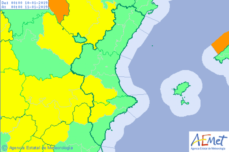 AvÃ­s groc per gelades en l'interior sud de ValÃ¨ncia i l'interior nord d'Alacant