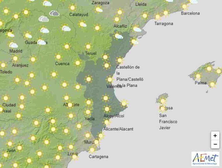 Mapa del tiempo en Valencia para el miÃ©rcoles 1 de julio de 2020