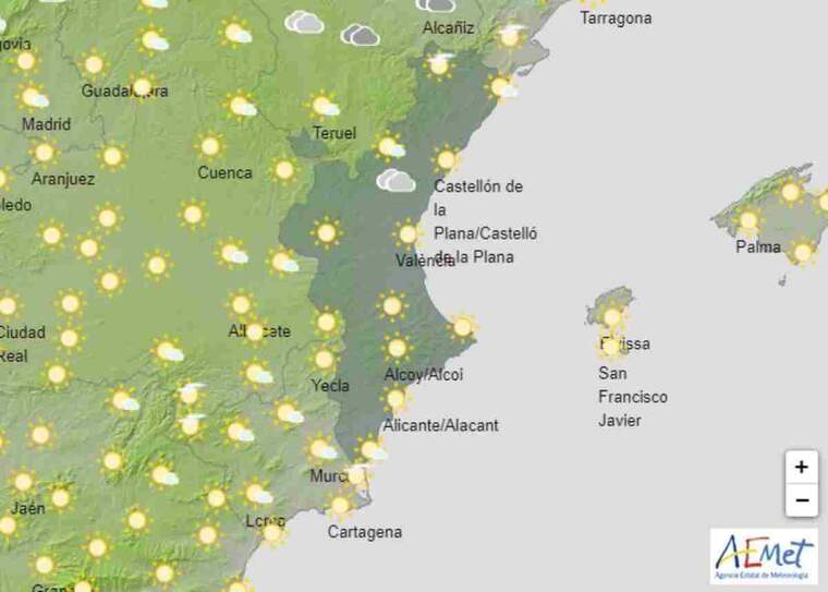 Mapa del temps a València el dimarts 13 d'octubre del 2020
