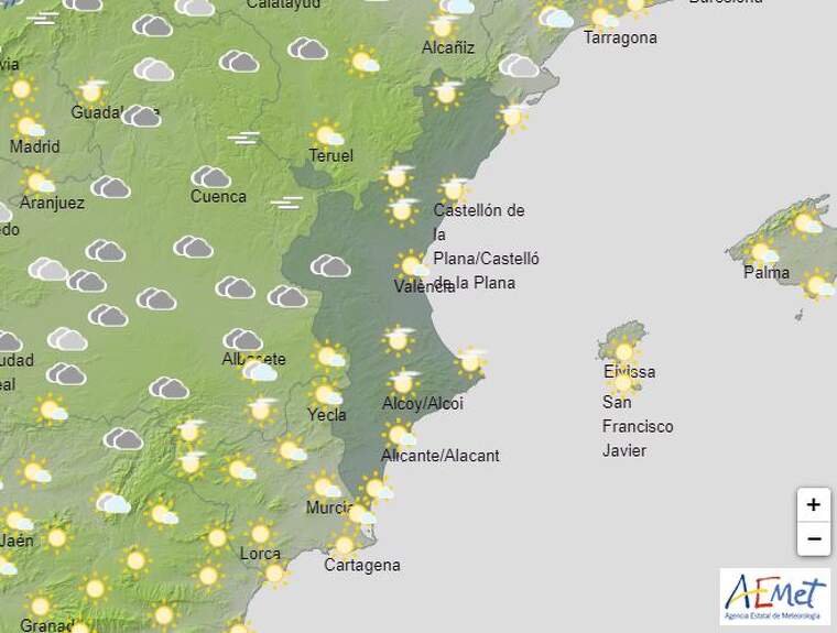 Mapa de l'Aemet previst per València