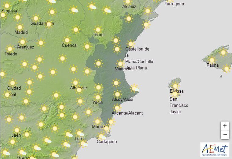 Imatge de la previsiÃ³ de l'Aemet per ValÃ¨ncia