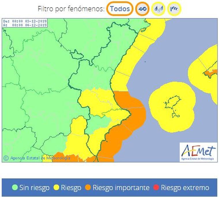 Mapa d'avisos per aquest dimarts