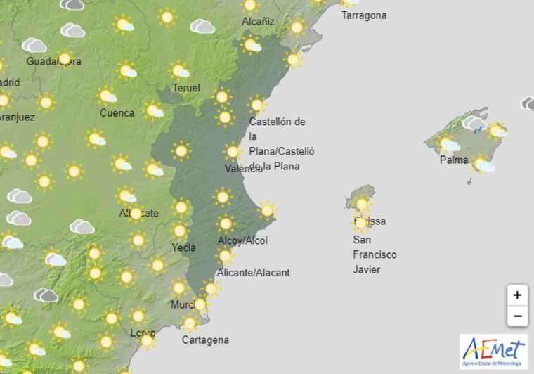 Mapa del temps a València el dilluns 26 d'octubre de 2020