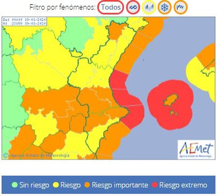 Avisos de l'Aemet per València