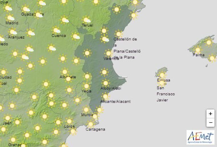 Previsió de l'Aemet pel territori valenciÃ