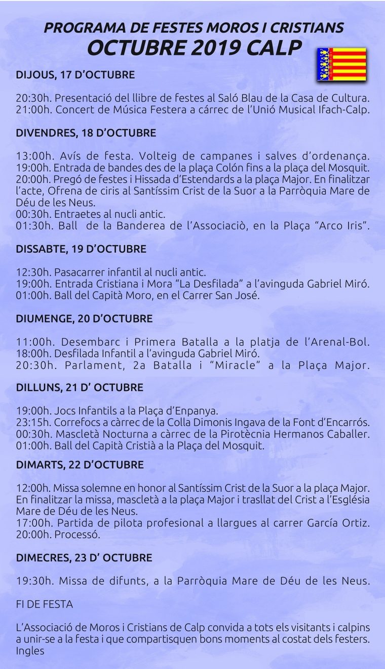Programa de festes 'Moros i Cristians' de Calp 2019