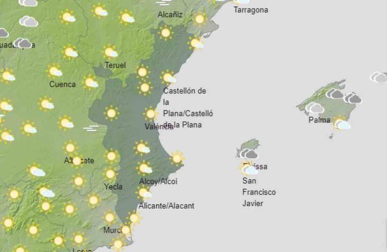 Mapa de previsiÃ³ a ValÃ¨ncia el 18 de desembre del 2020