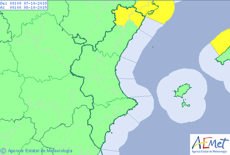Mapa d'alerta per vent aquest dilluns