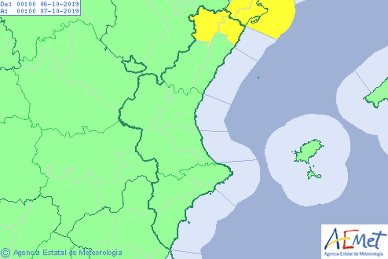 Mapa d'avisos per vent aquest diumenge