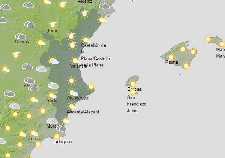 Mapa de previsiÃ³ a ValÃ¨ncia l'1 de marÃ§ del 2020