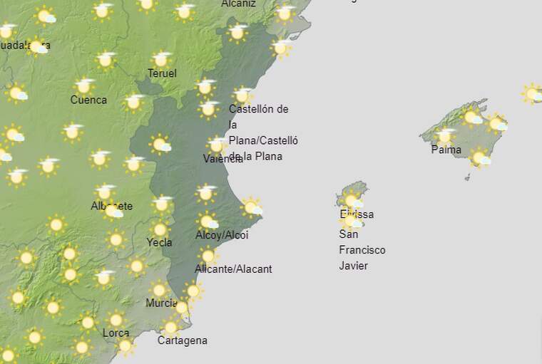 Mapa de previsió a València el 10 de març del 2020