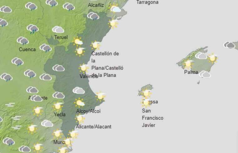 Mapa de previsió a València l'11 de desembre del 2020
