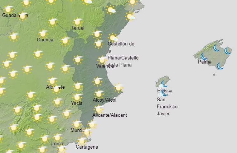 Mapa de previsiÃ³ a ValÃ¨ncia l''1 de marÃ§ del 2020