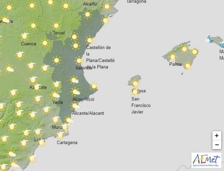 Mapa de previsió a València l'11 de setembre del 2020
