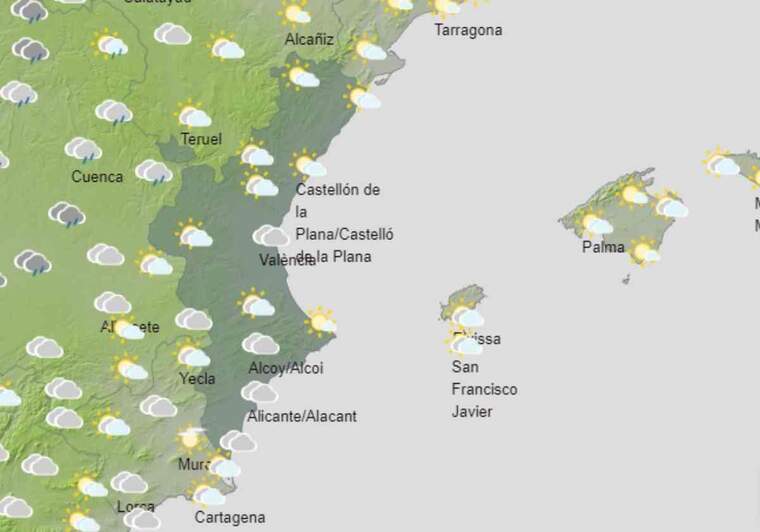Mapa de previsiÃ³ a ValÃ¨ncia el 14 de novembre del 2020