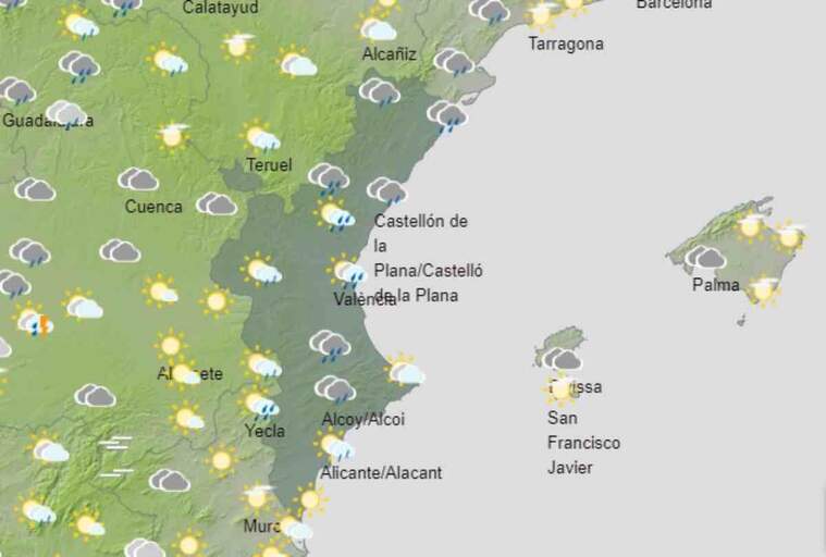 Mapa de previsiÃ³ a ValÃ¨ncia el 18 de setembre del 2020