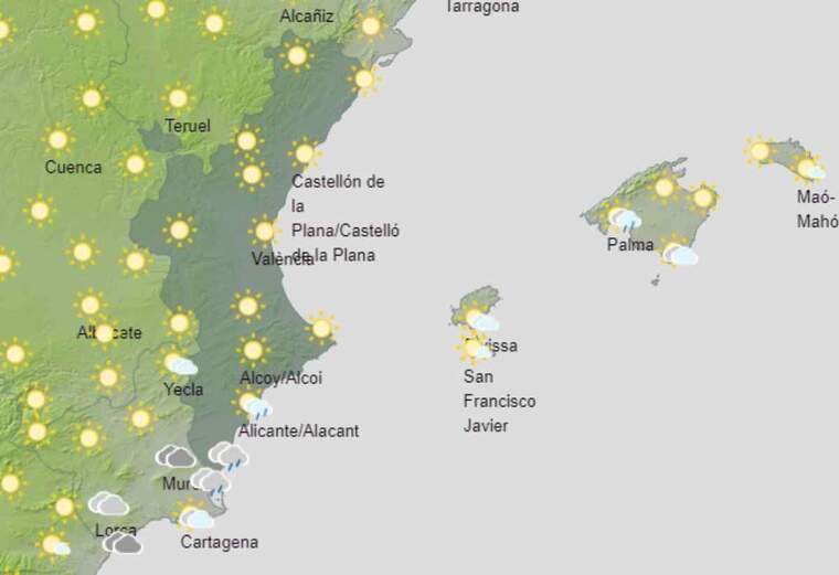 Mapa de previsiÃ³ a ValÃ¨ncia el 20 de novembre del 2020