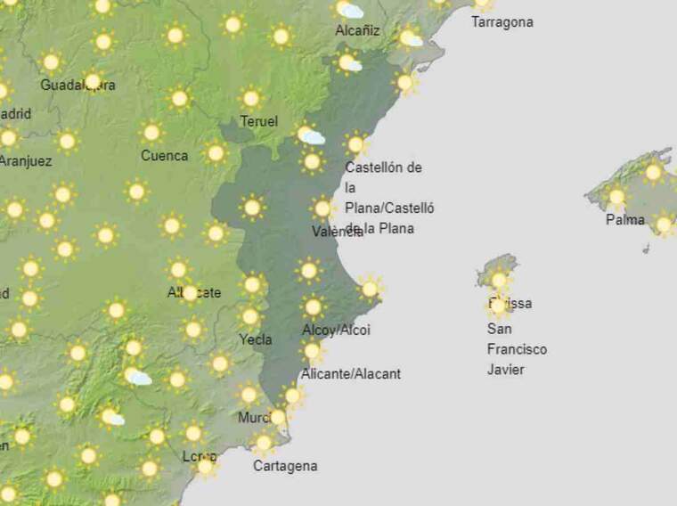 Mapa de previsió a València el 20 de juliol del 2020
