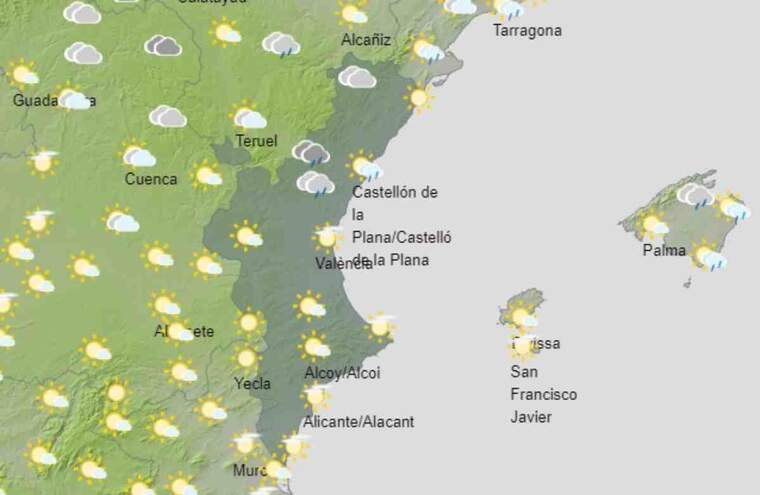 Mapa de previsiÃ³ a ValÃ¨ncia el 21 de setembre del 2020
