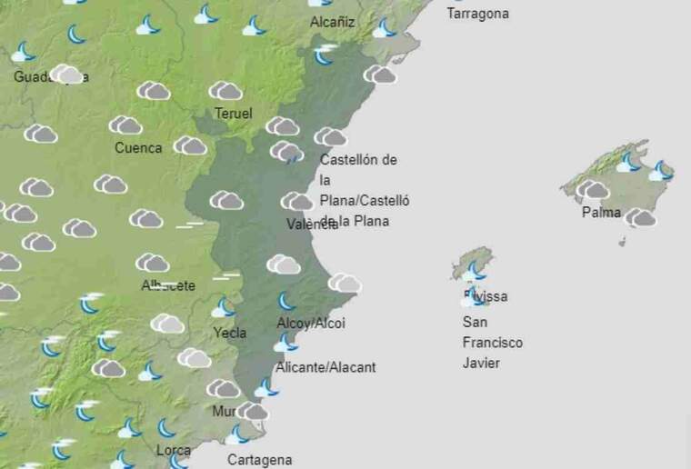 Mapa de previsiÃ³ a ValÃ¨ncia el 24 de desembre del 2020