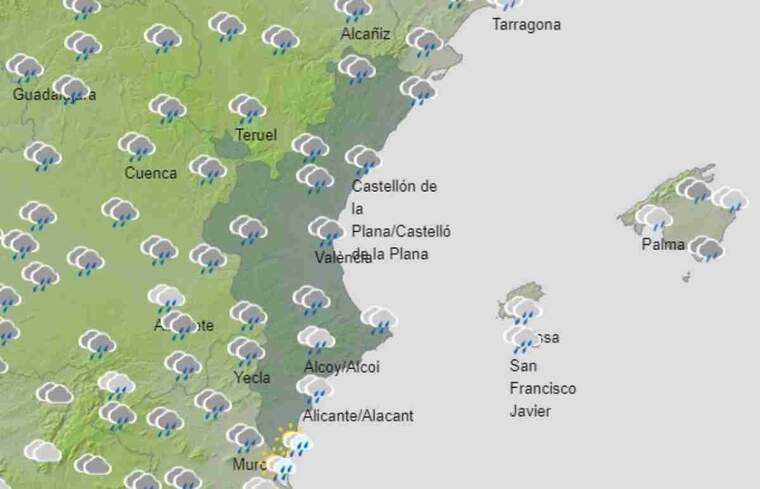 Mapa de previsiÃ³ a ValÃ¨ncia el 4 de novembre del 2020