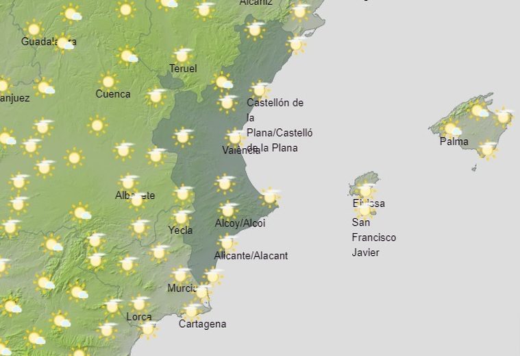 Mapa de previsió a València el 7 de febrer del 2020