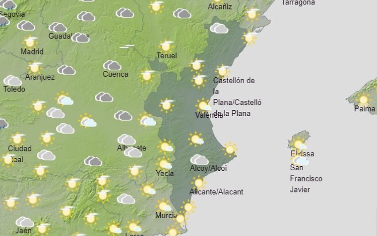 Mapa de previsiÃ³ a ValÃ¨ncia el 8 de febrer del 2020