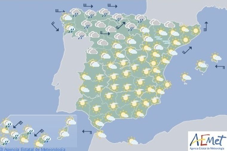 Mapa de previsiÃ³ a ValÃ¨ncia el dijous 9 de gener del 2020
