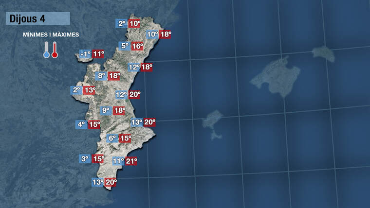 Temperatures demÃ  dijous 4 novembre