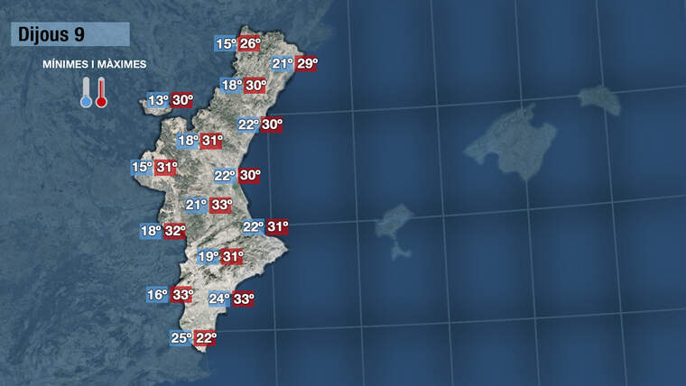 Temperatures demÃ  dijous 9 de setembre