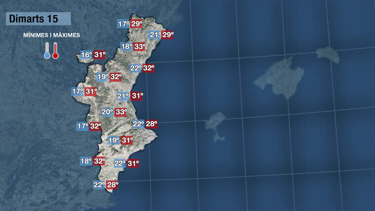 Temperatures hui dimarts 15 de juny