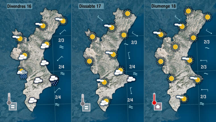 Previsió de l'oratge del 17,18 i 19 d'abril