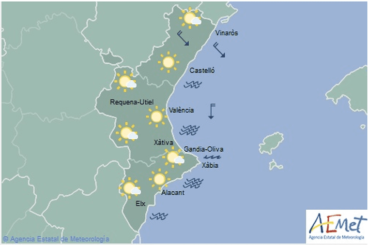 Mapa de la previsió per a este dimecres