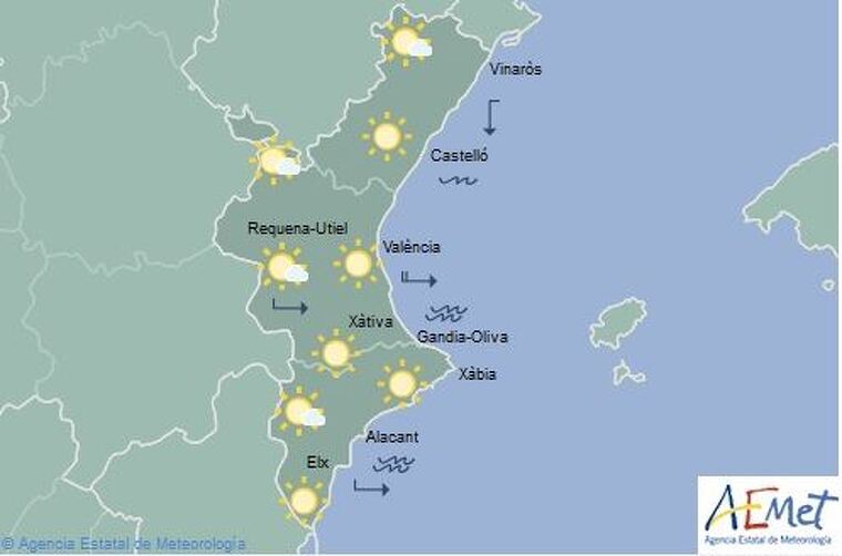 Mapa de la previsiÃ³ per a este dissabte