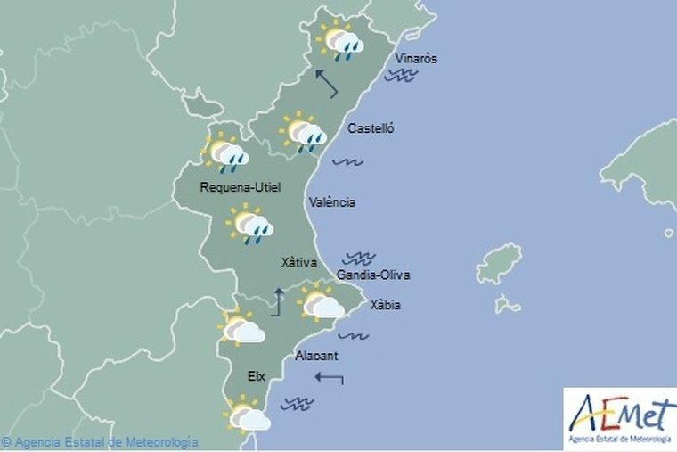Mapa de la previsiÃ³ per a este dilluns