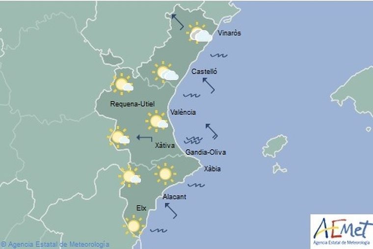 Mapa de la previsiÃ³ per a este diumenge