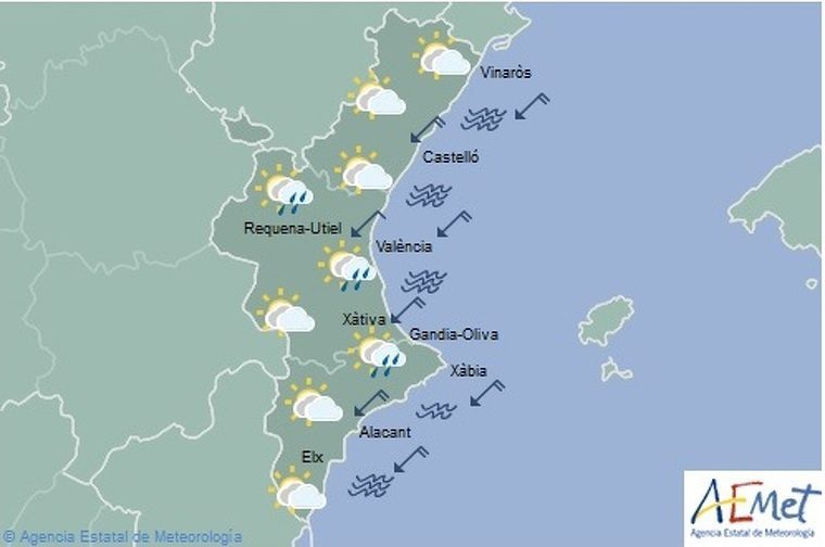 Mapa de la previsió per a este dijous