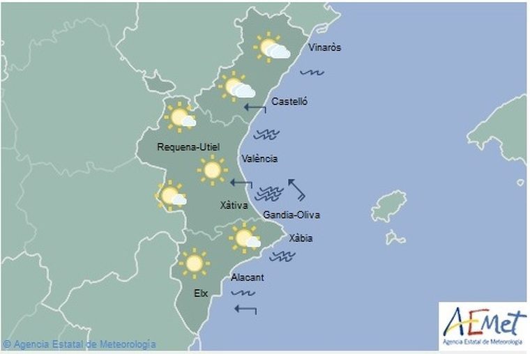 Mapa de la previsió per a este dimecres